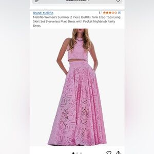 Elegant Pink Eyelet Maxi Skirt